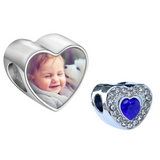 Pandora Style Birthstone Heart Charm (Silver Diamanté) Sublimation Blank