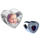 Pandora Style Birthstone Heart Charm (Silver Diamanté) Sublimation Blank