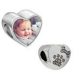 Pandora Style Pet Dog Heart Charm (Silver Diamanté) Sublimation Blank