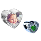 Birthstone Silver Diamanté Heart Pandora Style Charm - Multi Colours / Months
