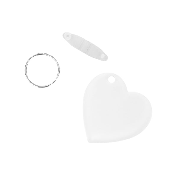 Heart Shape Acrylic White Keyring