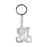 I Love Dad Heart Metal Keyring - Silver & Black