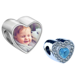 Pandora Style Birthstone Heart Charm (Silver Diamanté) Sublimation Blank