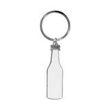 Mini Bottle-Shaped Bottle Opener Keyring - Silver
