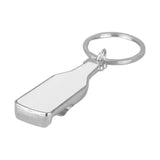 Mini Bottle-Shaped Bottle Opener Keyring - Silver
