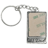 Number 1 Dad Father's Day Silver Rectangle Keyring