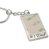 Number 1 Dad Father's Day Silver Rectangle Keyring