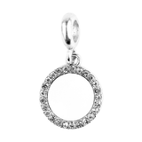 Pandora Style Dangling Circle Charm (Silver Diamanté) Sublimation Blank
