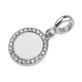 Pandora Style Dangling Circle Charm (Silver Diamanté) Sublimation Blank