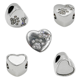 Pandora Style Pet Dog Heart Charm (Silver Diamanté) Sublimation Blank