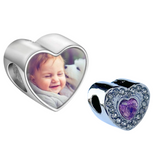 Pandora Style Birthstone Heart Charm (Silver Diamanté) Sublimation Blank