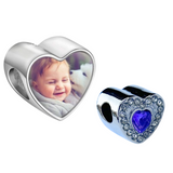 Pandora Style Birthstone Heart Charm (Silver Diamanté) Sublimation Blank