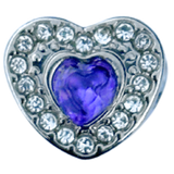 Birthstone Silver Diamanté Heart Pandora Style Charm - Multi Colours / Months