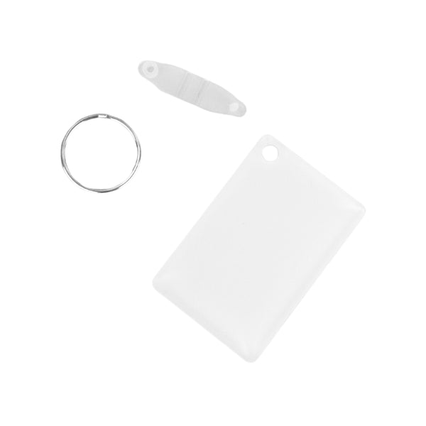 Rectangle Shape Acrylic White Keyring