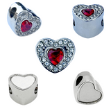 Pandora Style Birthstone Heart Charm (Silver Diamanté) Sublimation Blank