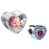 Pandora Style Birthstone Heart Charm (Silver Diamanté) Sublimation Blank