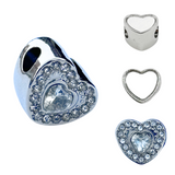 Pandora Style Birthstone Heart Charm (Silver Diamanté) Sublimation Blank