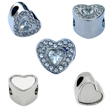 Pandora Style Birthstone Heart Charm (Silver Diamanté) Sublimation Blank