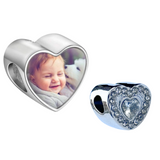 Pandora Style Birthstone Heart Charm (Silver Diamanté) Sublimation Blank