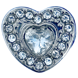 Birthstone Silver Diamanté Heart Pandora Style Charm - Multi Colours / Months