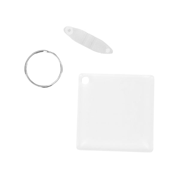 Square Shape Acrylic White Keyring