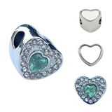 Pandora Style Birthstone Heart Charm (Silver Diamanté) Sublimation Blank