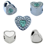 Pandora Style Birthstone Heart Charm (Silver Diamanté) Sublimation Blank