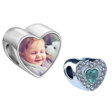 Pandora Style Birthstone Heart Charm (Silver Diamanté) Sublimation Blank