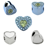 Pandora Style Birthstone Heart Charm (Silver Diamanté) Sublimation Blank