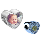 Pandora Style Birthstone Heart Charm (Silver Diamanté) Sublimation Blank