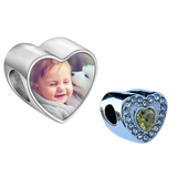 Birthstone Silver Diamanté Heart Pandora Style Charm - Multi Colours / Months