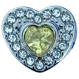 Birthstone Silver Diamanté Heart Pandora Style Charm - Multi Colours / Months
