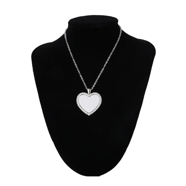 Love Heart Diamonte Necklace - Silver Sublizon