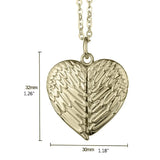 Angel Wings Heart Shaped Locket Necklace - Gold Sublizon